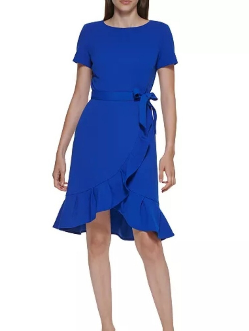 Calvin Klein Royal Blue Ruffle-Hem Sheath Dress Size 10